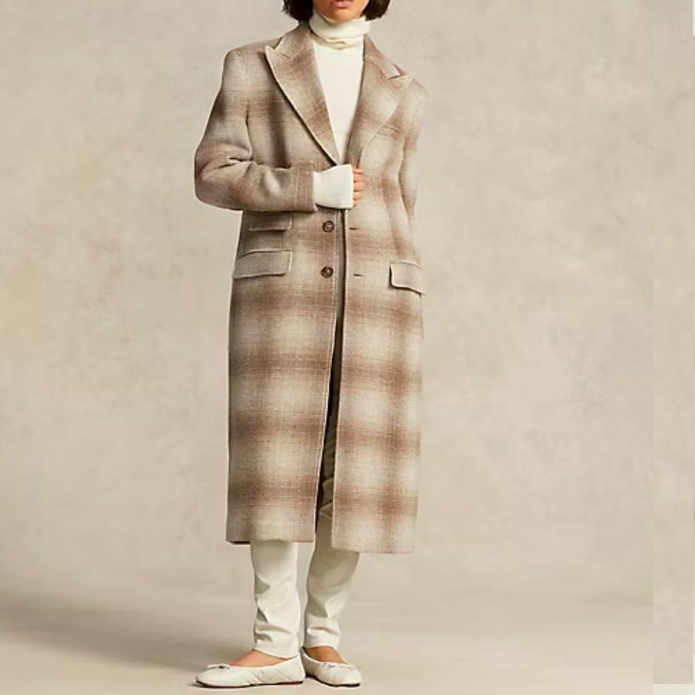 $798 Polo Ralph Lauren Plaid Wool-Blend Coat Size XL NWT
